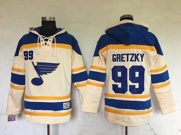 

2016 new old time hockey jerseys st. louis blues #99 wayne gretzky cream hoodie pullover sports sweatshirts winter jacket, Black;red