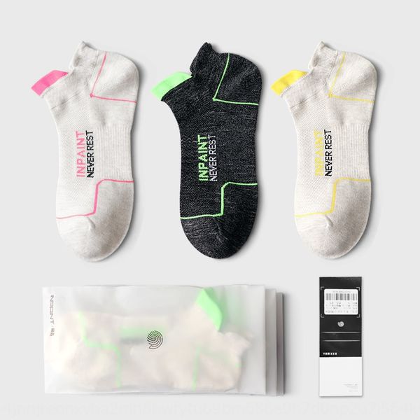 

sports men's cotton fluorescent badminton boat boat socks running badminton basketball fitness marathon socks women, Pink;yellow