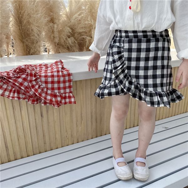 

qbi97 одежда корейского стиль girlssummer и осень хлопок и лен плед случайной юбки внуки хлопок белье children'swestern, Blue