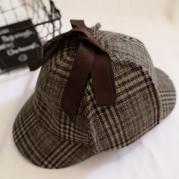 

children's new detective xia luoke same holmes deer hunting hat baby travel hat, Blue;gray