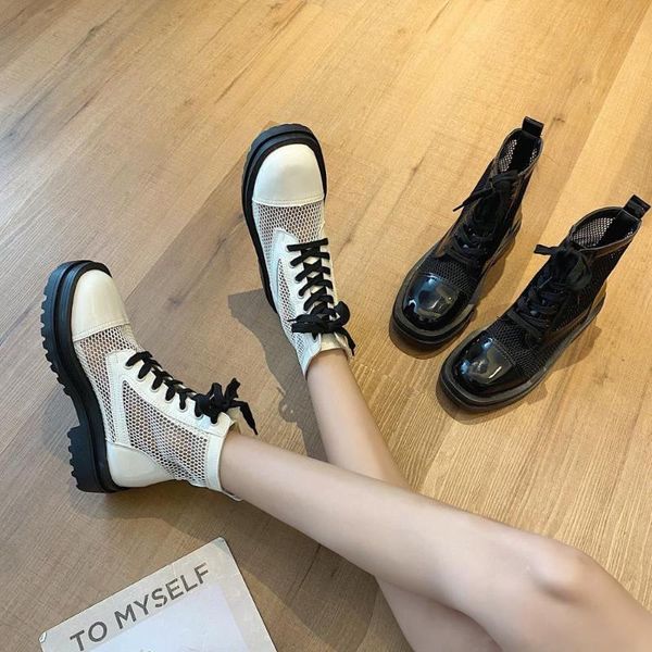 

white mid-calf boots lace up women's rubber shoes rain booties ladies boots-women luxury designer low sandals rock lolita elegan, Black
