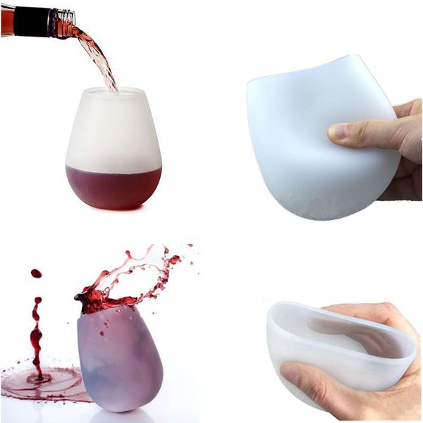 

New Design Fashion Unbreakable clear Rubber Wine Glass silicone wine glass siliconeVogue Silicone Beer CupsGlass Drinkware for Camping