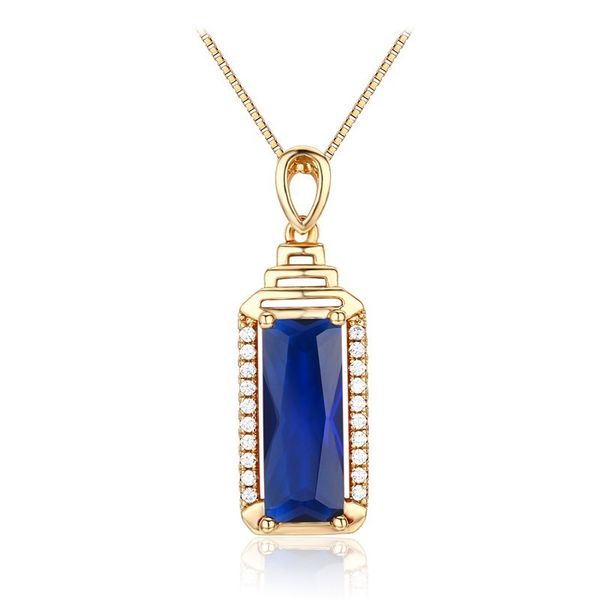 

5colors available princess cut rectangle purple cz undertale pendants necklace women yellow gold color jewelry collares collane, Silver