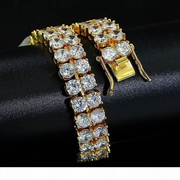 

r designer bracelet hip hop jewelry mens bracelets pour hommes diamond tennis chain iced out luxury bangles hiphop charm rapper love 2, Golden;silver