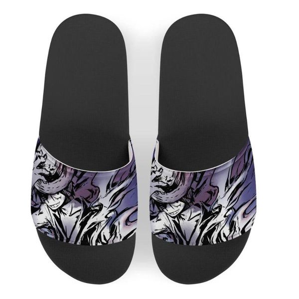 

one piece custom pattern slippers print summer fashion slide sandals outdoor non-slip beach shoes platform flip flops, Black
