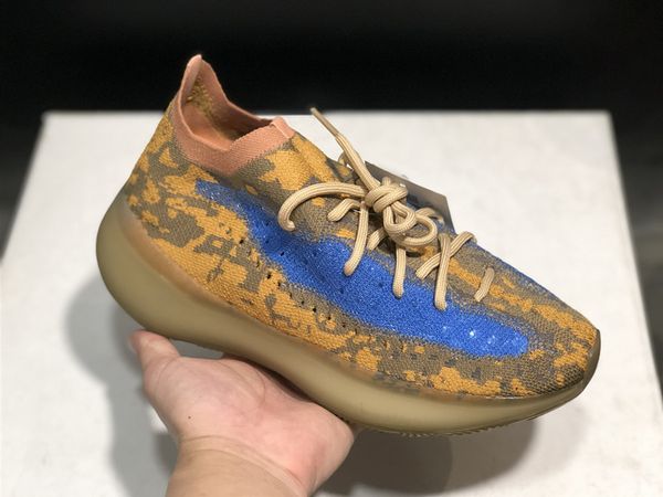 

kanye west alien mist reflective blue oat 380 with shoes box 3m outdoor sports sneaker men women running shoes