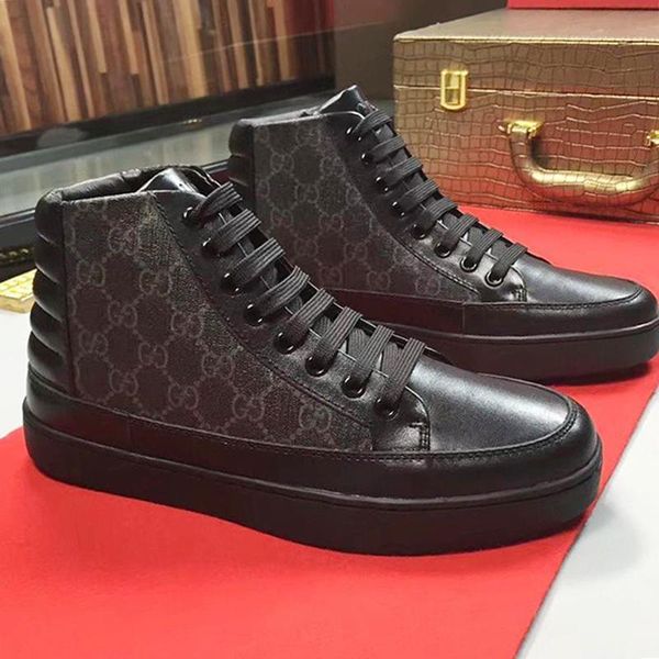 

fast delivery men 's high sneaker sports mens shoes fashion design footwears lace -up plus size luxury men shoes scarpe sportive d, Black