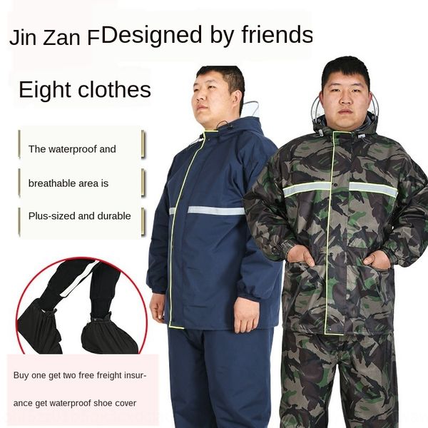 

men's and women's double brim split oversize suits for men and womenbrim set raincoat plus fat large size riding raincoat suit, Black