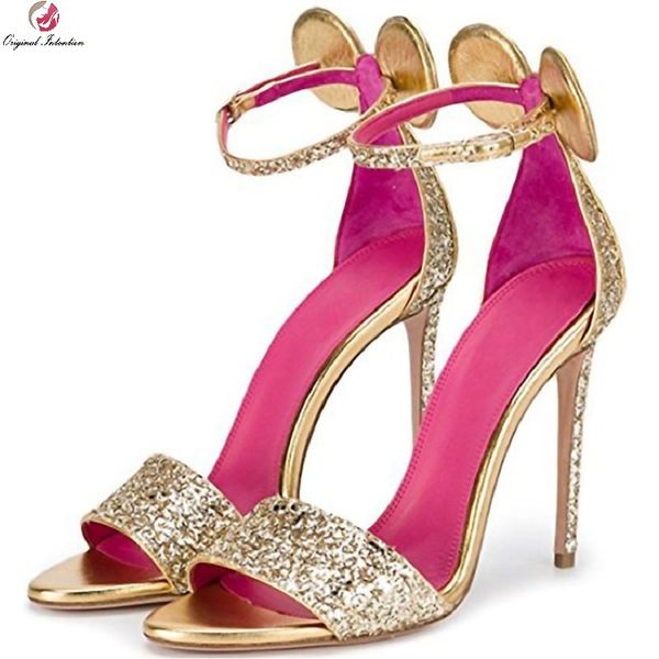 

woman shoes high heels bling thin high heels peep toe bridal shoes with glitter luxury gold 12cm wedding plus size sandals, Black