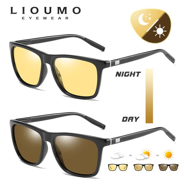 

pchromic sunglasses driving eyewear change-color night vision glasses men women polarized chameleon goggles anti-glare, White;black