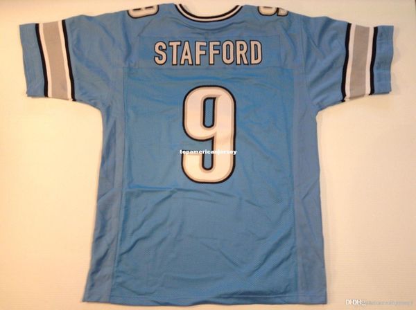 

retro custom sewn stitched #9 matthew stafford blue mitchell & ness jersey s-5xl,6xl men's football jerseys rugby, Gray