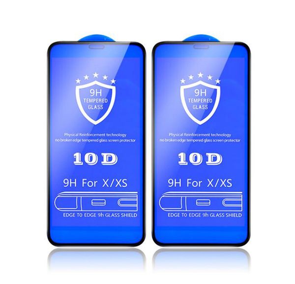 

10d full cover screen protector 9h tempered glass carbon fiber screen protector for iphone x 6 6s 7 8 plus xs max