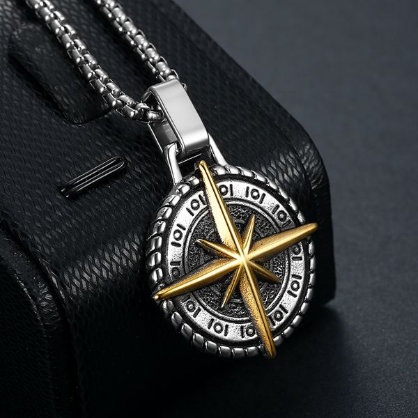

cool fashion 316 stainless steel north viking pendant mens compass necklace, Silver