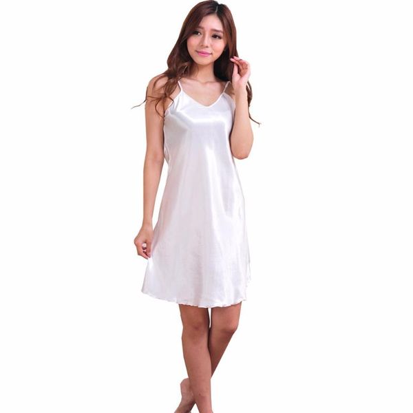 

summer new women's sleepwear female spaghetti strap nightgown rayon nightdress short robe dress gown plus size xxxl, Black;red
