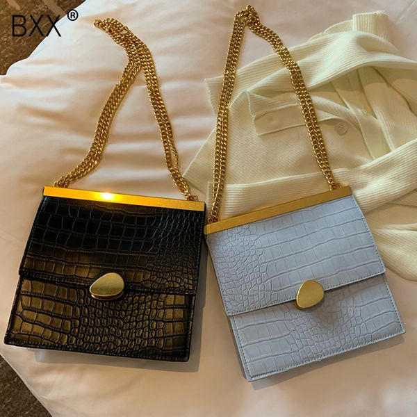 

bxx] crocodile pattern pu leather bags for women 2020 solid color chain shoulder handbags female travel fashion hand bag hn713