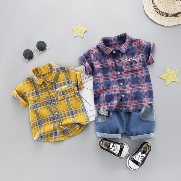 

spring and autumn clothing summer clothing children's suit shirt short-sleeved shorts two-piece suit casual wear a8, White