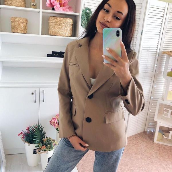 

2020 new blazer women clothes 2020 fashion casual women jacket long sleeve with buttons office lady clothing, White;black