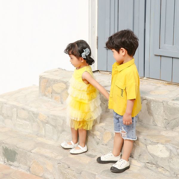 

hbx5d 2020 children's wear summer clothes fashionable cardigan boys fashionable korean short-sleeved children's clothing shirt pri, White;black
