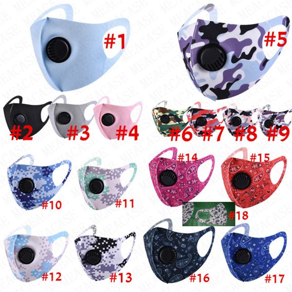 

trendy face masks washable mask with breathing valve camouflage cashew flower sunproof dustproof sports mouth cover masks men women d8302, Blue