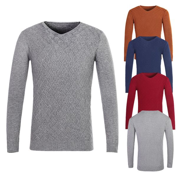 

men's sweaters fall / winter 2021 v-neck sweater t-shirt slim fit all over solid color j913, White;black