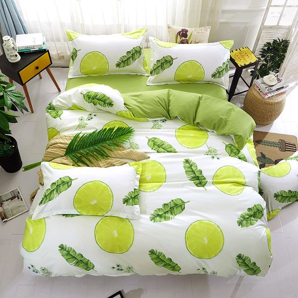 

зеленые листья printed пододеяльник luxury  size bed sheet дети одеяло мягкий полиэстер пододеяльник для девочек принадлежности спальня