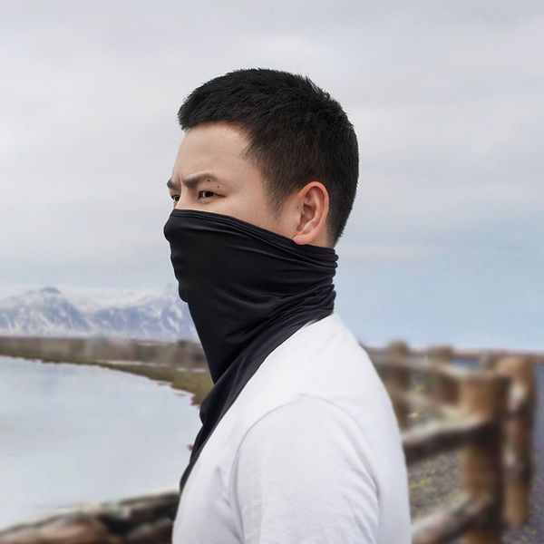 

85jt1 new ice silk summer sun protection men's and women's triangle riding ice cool mask outdoor scarf outdoor sports sports chang, Black