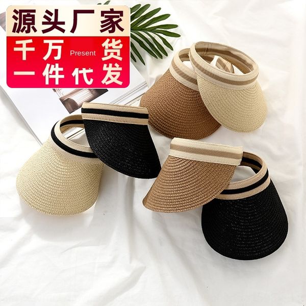 

parent-child female sun sun sunscreen empty straw straw hat empty hat, Blue;gray
