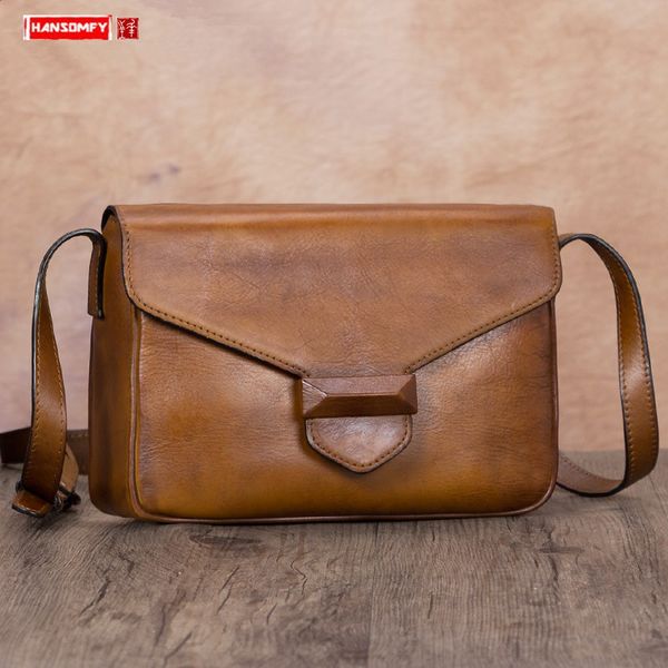 

retro genuine leather women bag female shoulder messenger bag ladies small crossbody bags first layer cowhide 2020 new dig