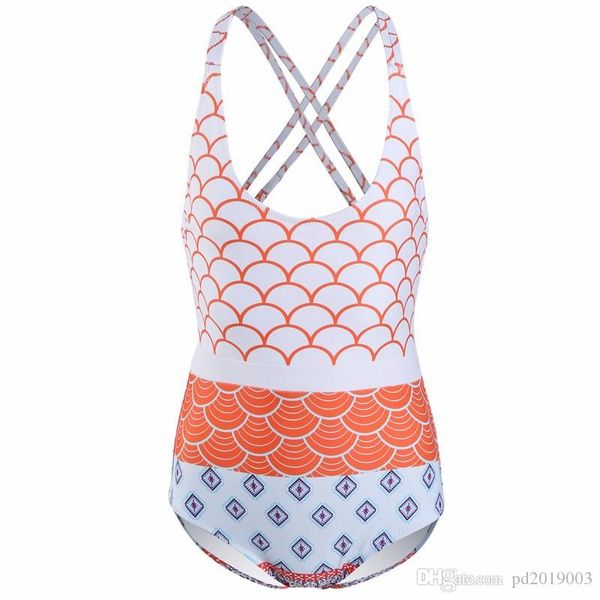 

new discount one-piece swimsuit women with orange squama printed women swimwear bikini summer beach swim suit size s-xl
