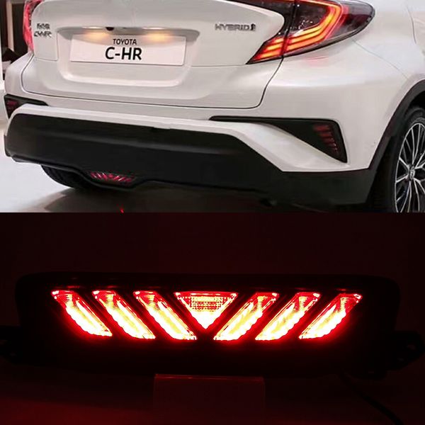 

1 pcs led reflector rear bumper light fog lamp driving lamp brake light warning light for toyota chr 2016 2017 2018 2019