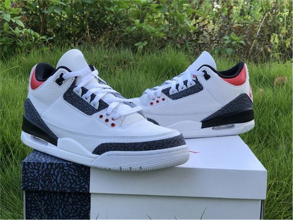

2020 air authentic 3 se dnm fire red og denim 3s basketball shoes mens white black cement outdoor sports sneakers with original box