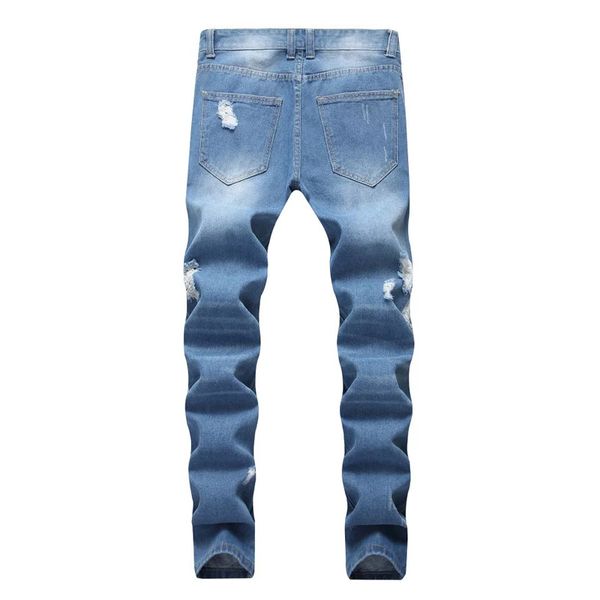 

jeans homme 2020 new fashion skinny casual design streetwear ripped skinny jeans men, Blue