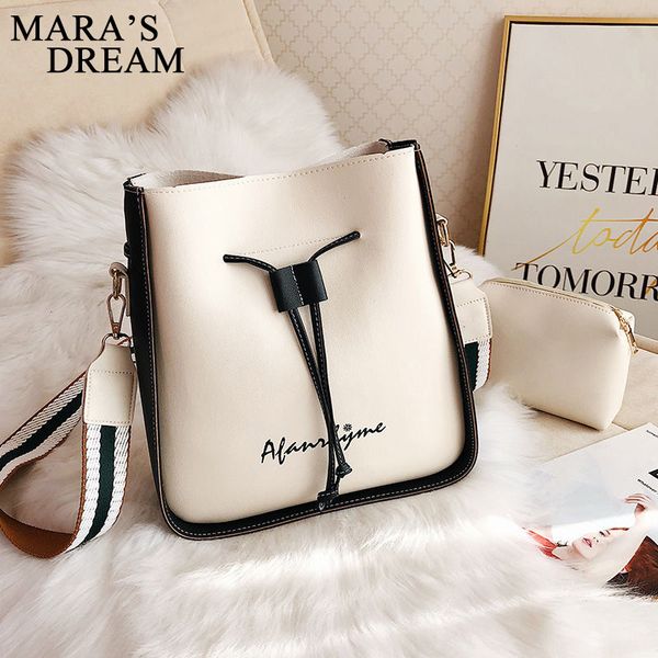 

fashion bucket shoulder bag women drawstring crossbody bag female messenger bags ladies synthetic leather handbag