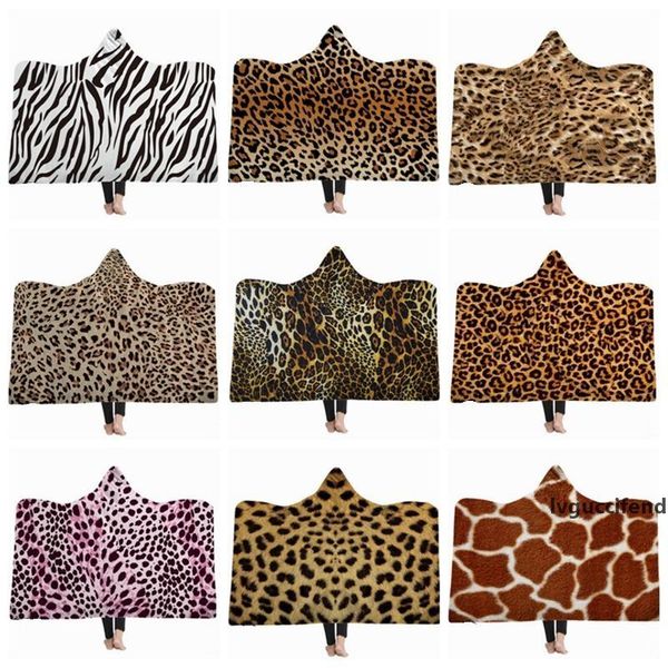 

leopard hooded blankets tiger pattern fleece blanket kids throw blanket winter sofa bedding supplies christmas gift 18 designs 100pcs yw1719