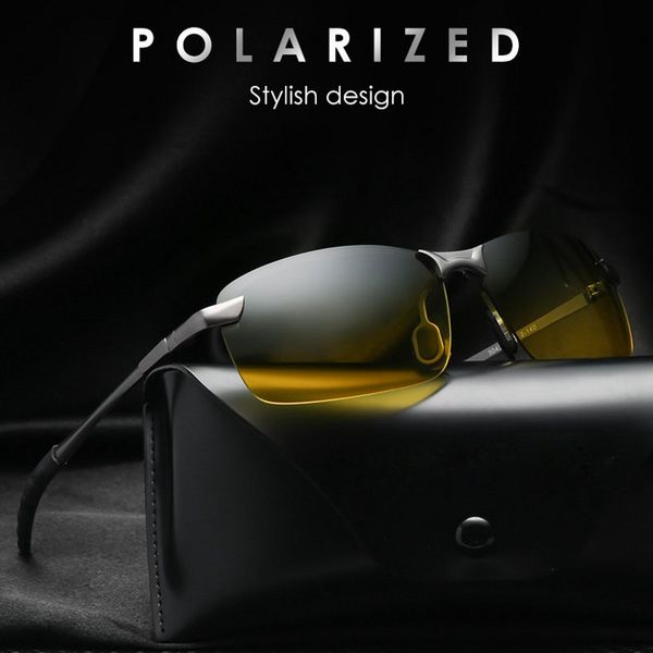 

new men's sunglasses day and night polarized night vision goggles anti-ultraviolet driving glasses travel uv400 sun glasses, White;black