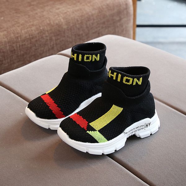 

kids shoes baby shoes for boys girls baby toddler kids flats sneakers fashion casual set foot knitting children sports shoe, Black