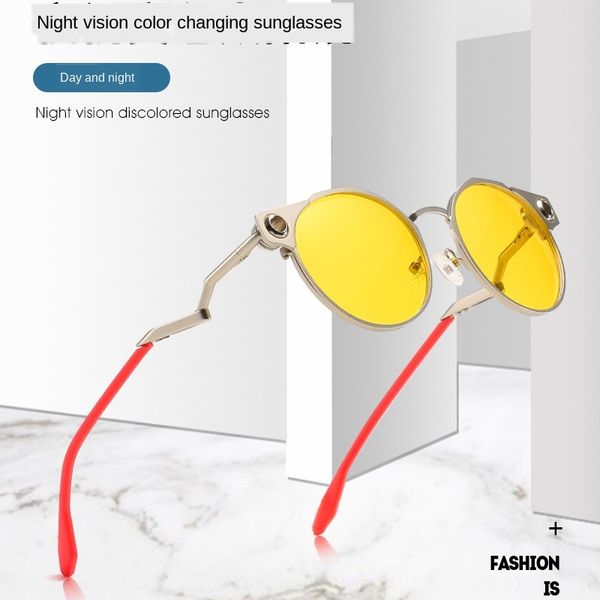 

2020 color-changing anti-ultraviolet radiation polarized sun glasses fashion personalized anti-astigmatism night vision glasses, White;black