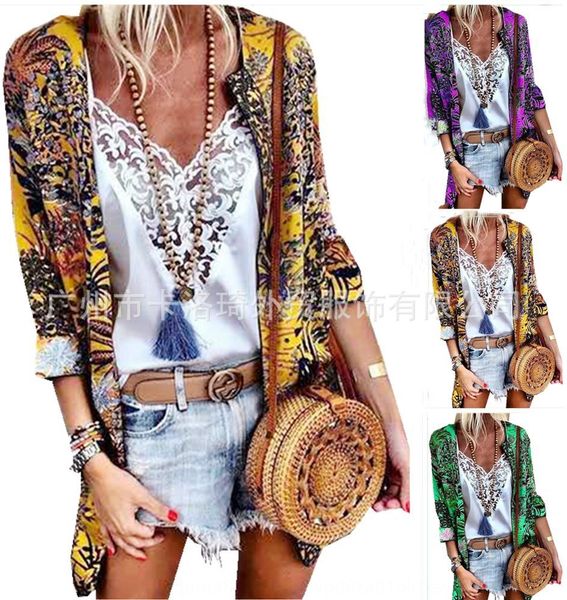 

2019 new fashion printed sunscreen loose thin casual small 2019 coat new fashion printed sunscreen loose thin casual small coat, Tan;black