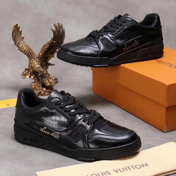 

trainer sneaker men 's shoes drop ship lace -up luxury shoes outdoor walking breathable plus size footwears vintage sports casual men, Black