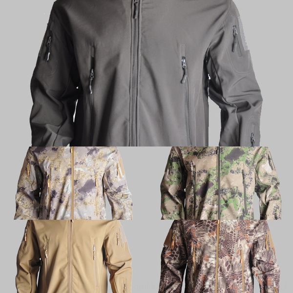 

hanye shark skin jacket soft shell jacket camouflage clothing fleece-catching tactical clothing breathable waterproof hooded coat, Blue;black