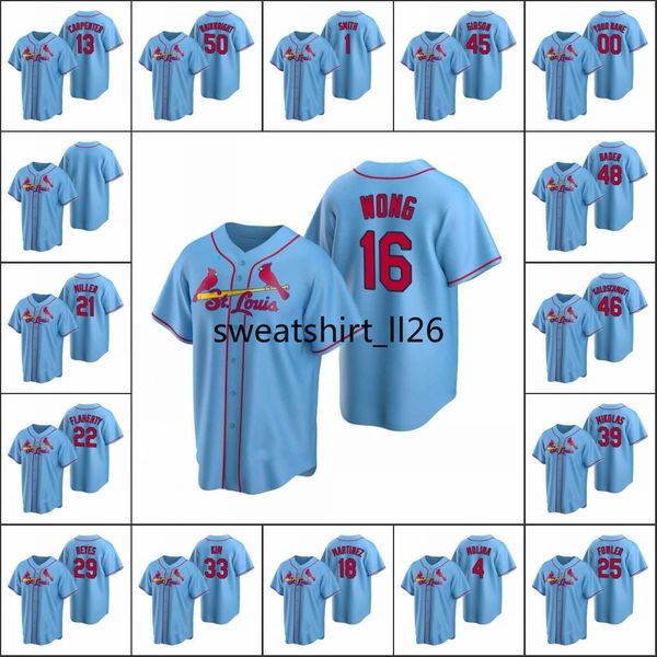 

st. louis cardinals #4 yadier molina 13 matt carpenter 1 smith men women youth custom light blue replica alternate jersey, Black