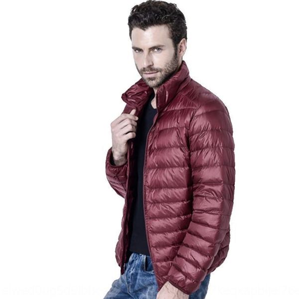 

men's lightweight in spring and down down jacket autumn stand collar plus-sized menswear cropped jacket off season, Black