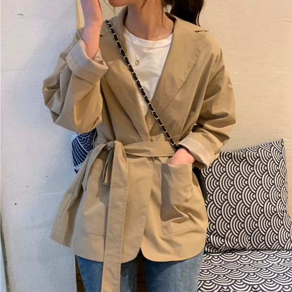 

peonfly chic casual women blazer jackets fashion korean notched collar sashes female outerwear elegant ladies coat autumn, White;black
