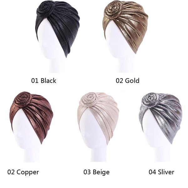 

turban cap women cancer underscarf bonnet fashio hat chemo arab loss muslim headwrap cover hair beanie glitter skullies headwear baxws, White;black
