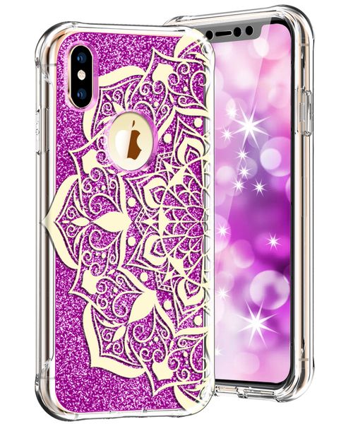 

mandala flower case for iphone 11 pro max four-corner anti-fall protective cover transparent tpu soft shell