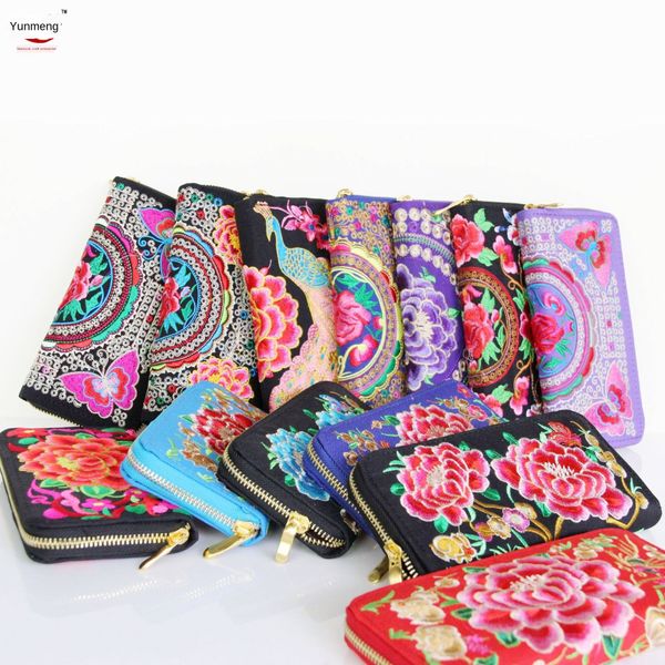 

large quantity cong national yunnan ethnic style bag female embroidery wallet double-sided embroidery wallet female bag