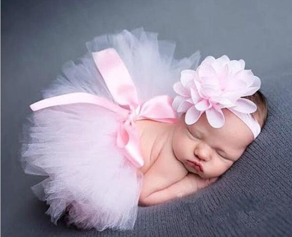 

0-6 months toddler infants princess girls tutu skirt headband set chiffon flower hairband lace band pgraphy prop, Blue
