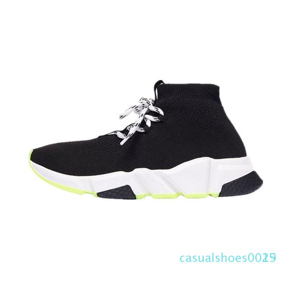 

1men women designer socks shoes speed trainer lace up mid black white yellow fashion mens trainers casual platform sneakers c15