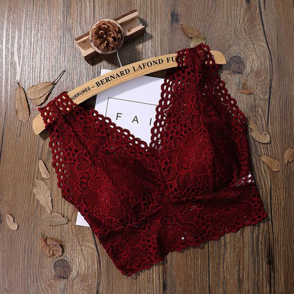 

lace crop women fashion floral lace padded camis bra tank v neck underwear mm ladies camisole, White