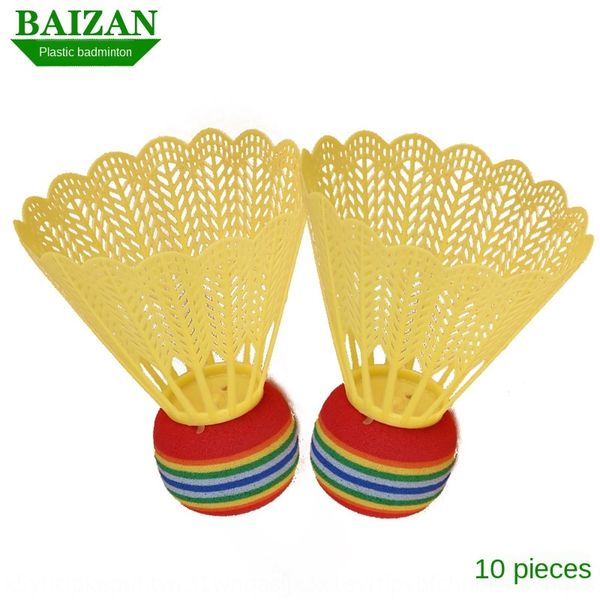

10 pieces eva rainbow ball head wool ball badminton transparent barrel indoor and outdoor entertainment plastic nylon badminton